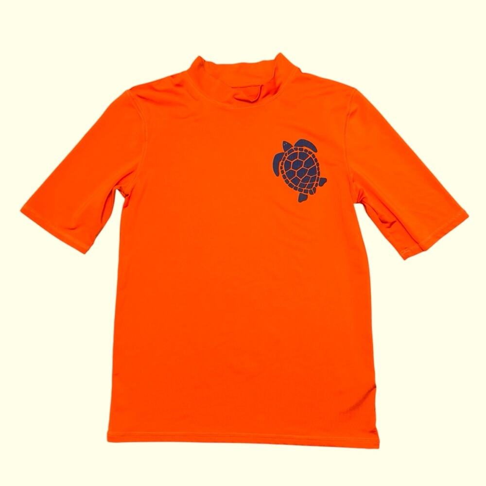 CAT & JACK Boy’s Orange Turtle Print Short Sleeve Rash Guard Shirt